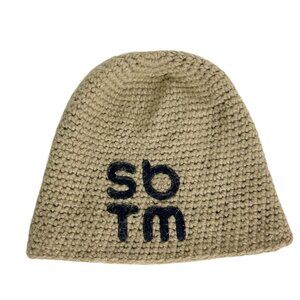 Vintage sb tm Men's Knit Beanie Hat in Tan / Blue - OS